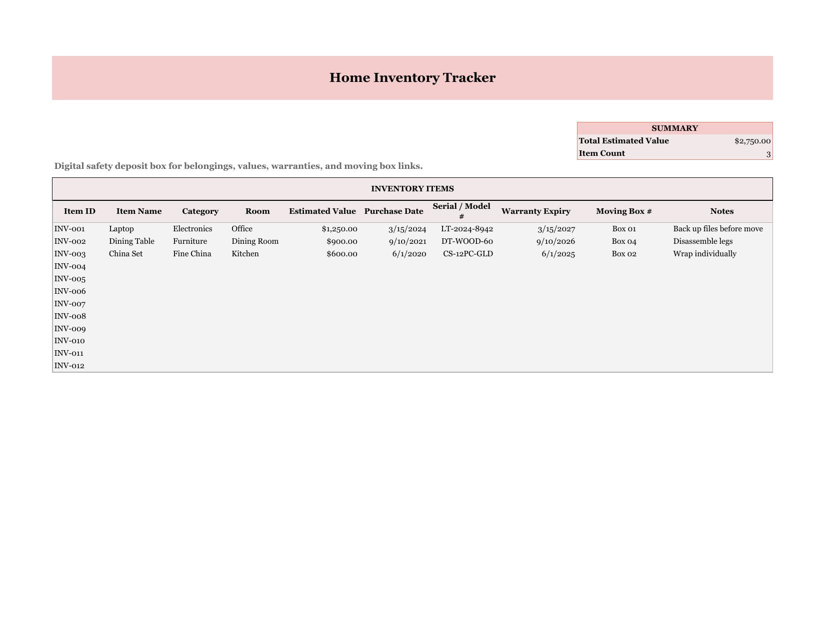 NeaMea Moving & Home Inventory Tracker — detail view 1