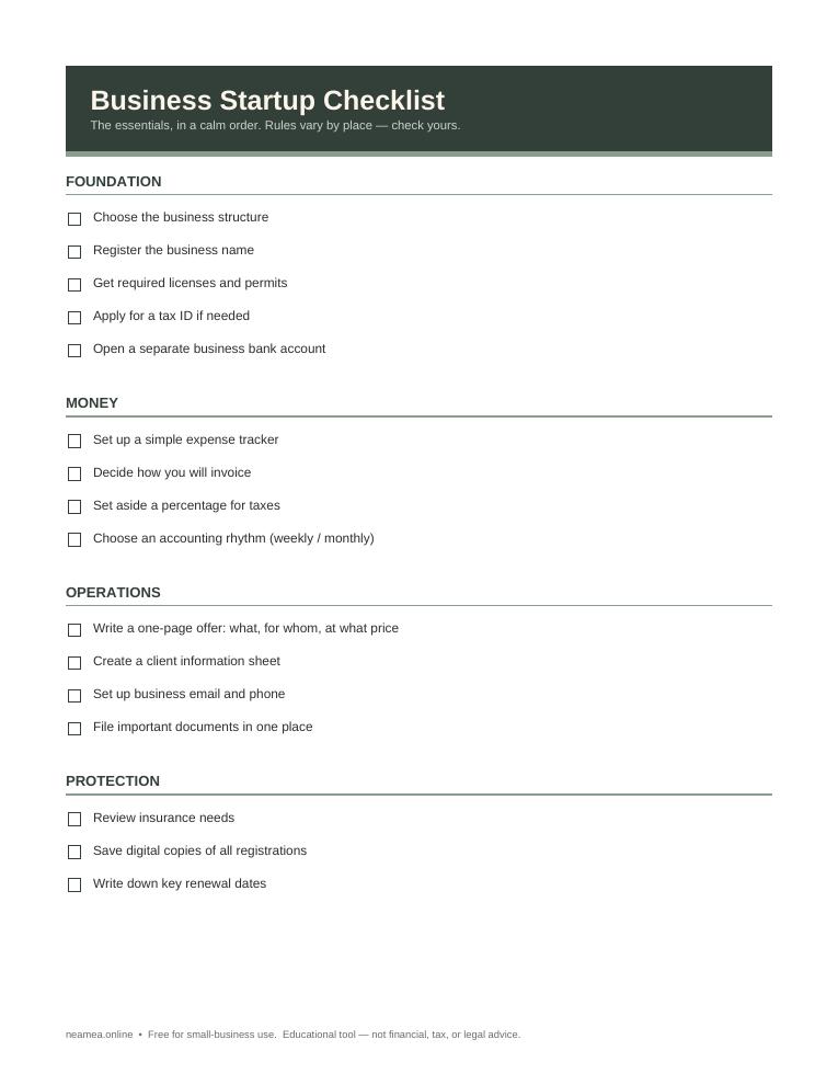 Business Startup Checklist