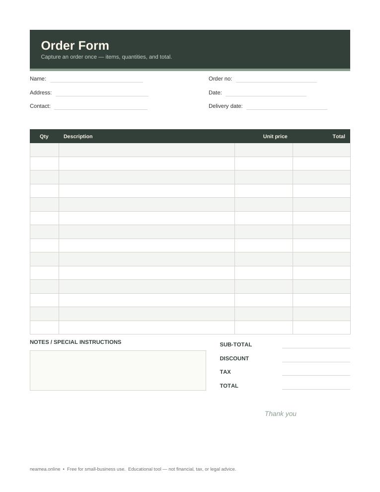 Order Form